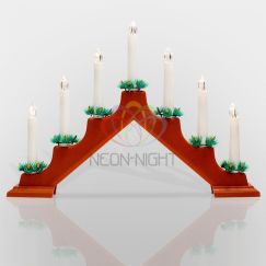 Горка новогодняя 7 свечек, корпуса красный, свечение тёплый белый Neon-Night 501-082