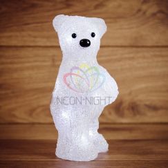 Фигура акриловая светодиодная Медвежонок 12х22х13 см, 4,5 В, 3 батарейки AAA (не входят в комплект), 10 светодиодов Neon-Night 513-311