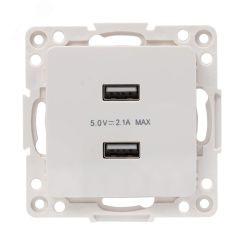 Стокгольм Механизм Розетки USB 2-местной 2,1А белый EKF EYR16-028-10-2USB