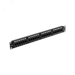 Патч-панель 19 1U 24 порта RJ-45 категория 5e UTP черная, REXANT 04-0021