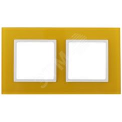 Рамка на 2 поста, стекло, Эра Elegance, жёлтый+бел, 14-5102-21 ЭРА Б0034494