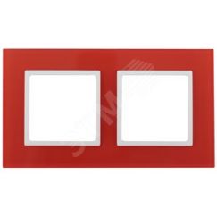 Рамка на 2 поста, стекло, Эра Elegance, красный+бел, 14-5102-23 ЭРА Б0034496