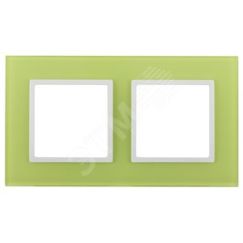 Рамка на 2 поста, стекло, Эра Elegance, лайм+бел, 14-5102-26 ЭРА Б0034498
