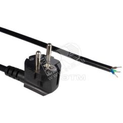 Кабель с вилкой Schuko 10.0 м (3x0.75 кв.мм) черный Hyperline 229248