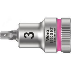 Головка торцевая 8740 B Hex-Plus HF Zyklop со вставкой под внутренний шестигранник DR 3/8 с функцией фиксации крепежа 3 x 35 мм WERA WE-003030
