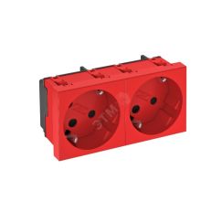 Розетка двойная 33° с заземляющим контактом с кодом 250 В 16A (красный) OBO Bettermann STD-D3K SRO2