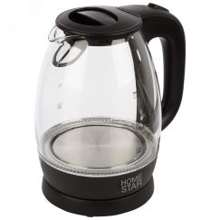 Чайник стеклянный HS-1012 на 1.7 л, цвет черный HomeStar 003567