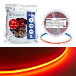 Лента светодиодная LEDх320/м COB 5м 8w/m 24в красный FERON LS530 48266
