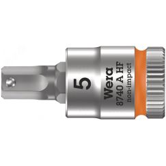 Головка торцевая 8740 A Hex-Plus HF Zyklop со вставкой под внутренний шестигранник DR 1/4 с функцией фиксации крепежа 5 x 28 мм WERA WE-003335