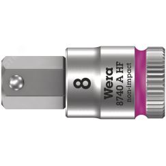 Головка торцевая 8740 A Hex-Plus HF Zyklop со вставкой под внутренний шестигранник DR 1/4 с функцией фиксации крепежа 8 x 28 мм WERA WE-003339