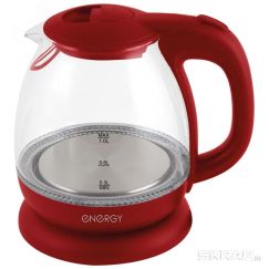 Чайник стеклянный E-296 на 1 л, цвет красный Energy ВиК 005216