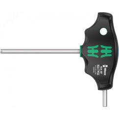 Отвёртка шестигранная 454 Hex-Plus HFс Т-образной рукояткой с функцией фиксации крепежа 5 x 100 мм с дополнительным коротким рабочим концом WERA WE-023342