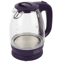 Чайник стеклянный HS-1012 на 1.7 л, цвет фиолетовый HomeStar 003847