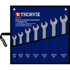 Набор ключей гаечных рожковых в сумке, 6-27 мм, 7 предметов Thorvik OEWS007