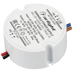 Блок питания ARJ-SP-40300-PFC-TRIAC-R (12W, 27-40V, 300mA) (IP44 Пластик, 5 лет) Arlight 040962