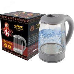 Чайник электрический стеклянный MA-009 на 2.0 л, цвет серый Матрена 005417