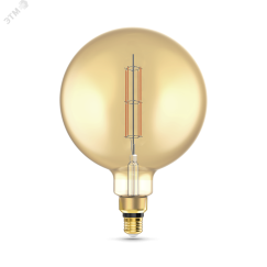 Лампа светодиодная филаментная LED 6 Вт 890 лм 2700К AC185-265В E27 шар G200 теплая золотистая колба Black Filament Gauss Gauss 154802118
