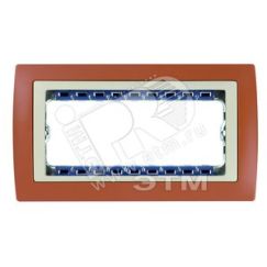 Рамка с суппортом на 8 узких модулей, S82C, терракот - сл.кость Simon 82782-35