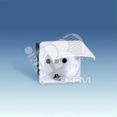 Розетка 2P+E Schuko с крышкой и шторками винтовой зажим 16А 250В S27 белый Simon 27490-35