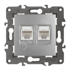 Розетка 2хRJ45, Эра Elegance, алюминий, 14-3108-03 ЭРА Б0034310
