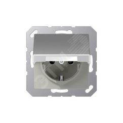 Розетка SCHUKO одинарная, с заземлением, с крышкой, без шторок, 16A, 250В  (механизм + накладка, без рамки). Серия- Eco Profi. Материал- термопласт. Ц JUNG EP421KLAL
