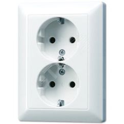 Штепсельная розетка двойная  SCHUKO 16A 250В. Материал- термопласт. Цвет- белый. JUNG AS5020UWW