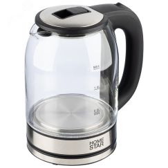 Чайник стеклянный HS-1042 на 1.8 л, цвет черный HomeStar 105222
