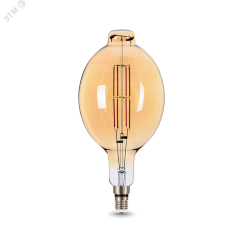Лампа светодиодная филаментная LED 8 Вт 780 лм 2400К AC185-265В E27 BT180 теплая золотистая колба Black Filament Gauss Gauss 151802008