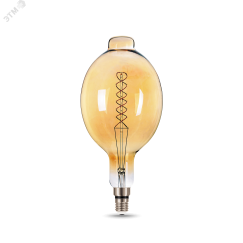 Лампа светодиодная филаментная LED 8 Вт 620 лм 2400К AC185-265В E27 BT180 теплая золотистая колба Black Filament Gauss 152802008