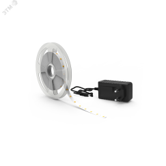 Лента светодиодная LED (комплект лента и драйвер) 2835/60-SMD 6 Вт/м 600 Лм/м 3000К теплый белый IP65 12 В DC 8 мм (катушка 5 м) Basic Gauss BT013