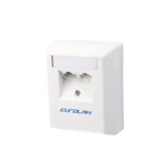 Розетка настенная 2-портовая категории 5e UTP 2xRJ45 угловая белая Eurolan 12D-U5-02WT