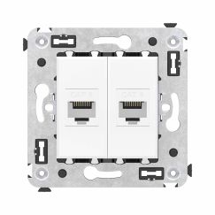 Компьютерная розетка RJ-45 без шторки в стену, кат.6 двойная, &quot;Avanti&quot;, &quot;Белое облако&quot;