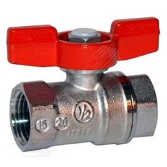 Кран шаровой хромированный R251D Ду 25 1' Ру35 ВВ бабочка красный Giacomini R251X005
