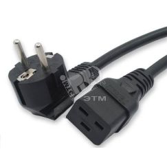 Кабель питания Shucko + C19 3x1.5 16A угловая вилка 3 м Hyperline 43799