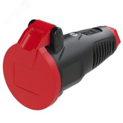 Розетка каб 16A/250V/2P+E/IP54 с черным крышкой и корпусом, маркер красный PCE 2522-sr