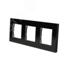 Рамка стеклянная 3 поста черная (228х86мм) Sibling Powerframe-3GB