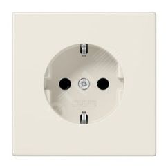 Штепсельная розетка SCHUKO одинарная, с заземлением, с шторками, 16A, 250В  (механизм + накладка, без рамки). Серия LS990  Материал- дуропласт  Цвет-  JUNG LS1520KI
