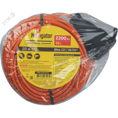 Удлинитель силовой NPE-C-20-X-2x1 шнур б/з 20м ПВС 2х1 2200 Вт IP44 Navigator Group 93943