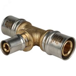 Тройник переходной 26х16х26 для металлопластиковых труб прессовой STOUT SFP-0005-261626