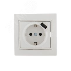 Розетка Мира с/з 16A с USB 2.1A скрытой установки белая Lezard 701-0202-181