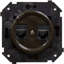 Розетка 2RJ45 механизм+ накладка, цвет коричневый (скрытый монтаж) Бирони B3-302-22