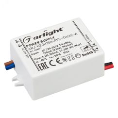 Блок питания ARJ-KE30300-PFC-TRIAC-A (9W, 300mA) (ARL, IP44 Пластик, 5 лет) Arlight 028277
