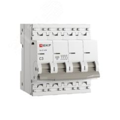 Автоматический выключатель 4P 3А (C) 4,5kA ВА 47-63N EKF PROxima EKF M634403C