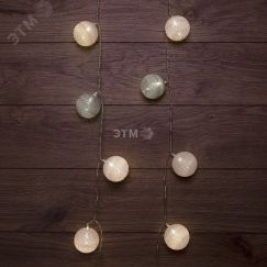 Фонарики тайские вельвет 3,5 м, прозрачный ПВХ, 20 LED, тёплый белый Neon-Night 303-087