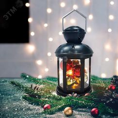 Фонарь декоративный с Шариками 12х12х20,6 см, черный корпус, тёплый белый свечение Neon-Night 513-061