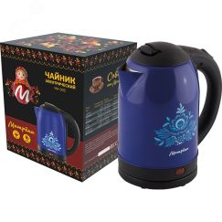 Чайник электрический стальной MA-005 на 2.0 л, цвет синий гжель Матрена 006751