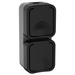 TORS Розетка 2-местная вертикальная 16А IP55 TS132 графит IEK