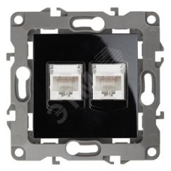 Розетка информационная двойная 2XRJ45, Эра12, чёрный, 12-3108-06 ЭРА Б0014734