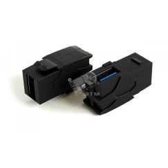 Вставка Keystone Jack проходной адаптер USB 3.0 (Type A) 90град. ROHS черная Hyperline 251219