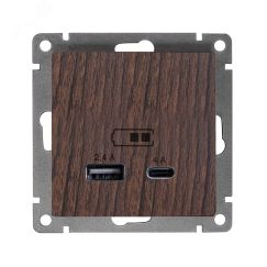 Розетка USB Афина A+С 2.4/4А, механизм  с/у, венге (еврослот) Универсал А0059-V